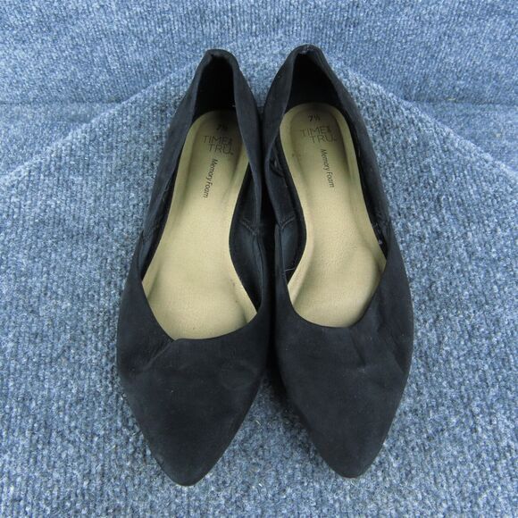 Time And Tru Women Flat Shoes Size 7.5 Medium Black Fabric Slip On - Picture 3 of 9